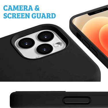 iPhone 15 Liquid Silicone Case Cover - Washable, Shock-Proof, Drop-Resistant, Ultra-Soft, Scratch-Free, Durable- Black